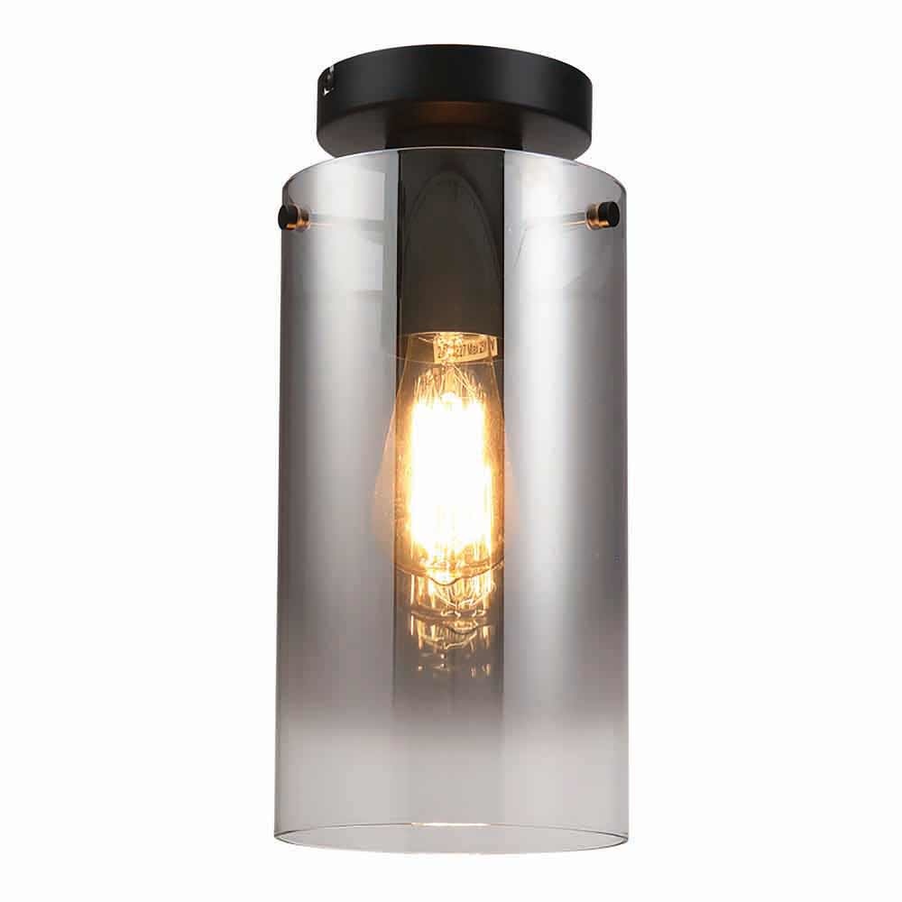 Plafondlamp Ventotto Zwart & Smoke Glas 15cm Ø