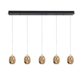Highlight Hanglamp Golden Egg 5 lichts L 108 cm amber-zwart Highlight Hanglamp Golden Egg 5 lichts L 108 cm amber-zwart