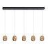 Hanglamp Golden Egg 5 lichts L 108 cm amber-zwart Hanglamp Golden Egg 5 lichts L 108 cm amber-zwart