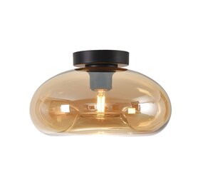 Artdelight Plafondlamp Paradise Ø 28 cm amber glas zwart Artdelight Plafondlamp Paradise Ø 28 cm amber glas zwart