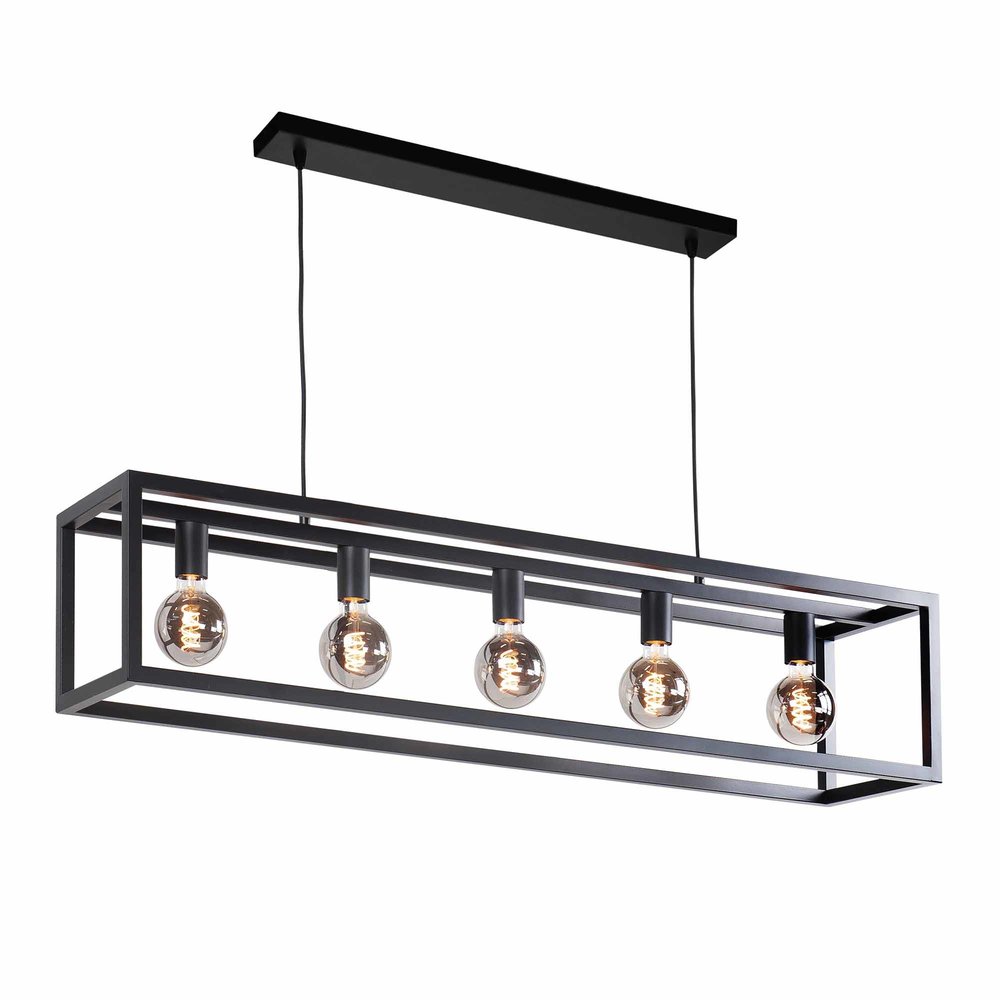 Highlight Hanglamp Fragola 5 lichts L 120 cm B 25 cm zwart Highlight Hanglamp Fragola 5 lichts L 120 cm B 25 cm zwart