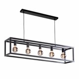 Highlight Hanglamp Fragola 5 lichts L 120 cm B 25 cm zwart Highlight Hanglamp Fragola 5 lichts L 120 cm B 25 cm zwart