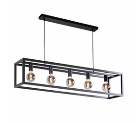 Highlight Hanglamp Fragola 5 lichts L 120 cm B 25 cm zwart Highlight Hanglamp Fragola 5 lichts L 120 cm B 25 cm zwart