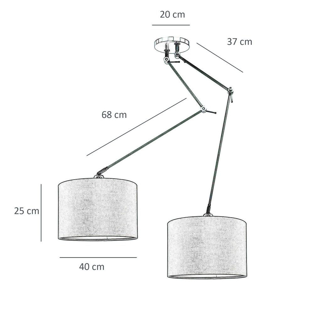 Ylumen Hanglamp Knik 2 lichts met witte kappen Ø 40 cm zwart Ylumen Hanglamp Knik 2 lichts met witte kappen Ø 40 cm zwart