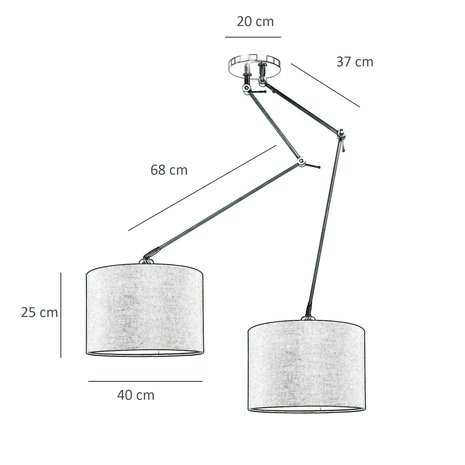 Ylumen Hanglamp Knik 2 lichts met witte kappen Ø 40 cm zwart Ylumen Hanglamp Knik 2 lichts met witte kappen Ø 40 cm zwart