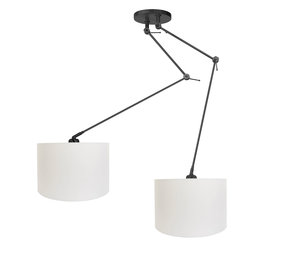 Ylumen Hanglamp Knik 2 lichts met witte kappen Ø 40 cm zwart Ylumen Hanglamp Knik 2 lichts met witte kappen Ø 40 cm zwart