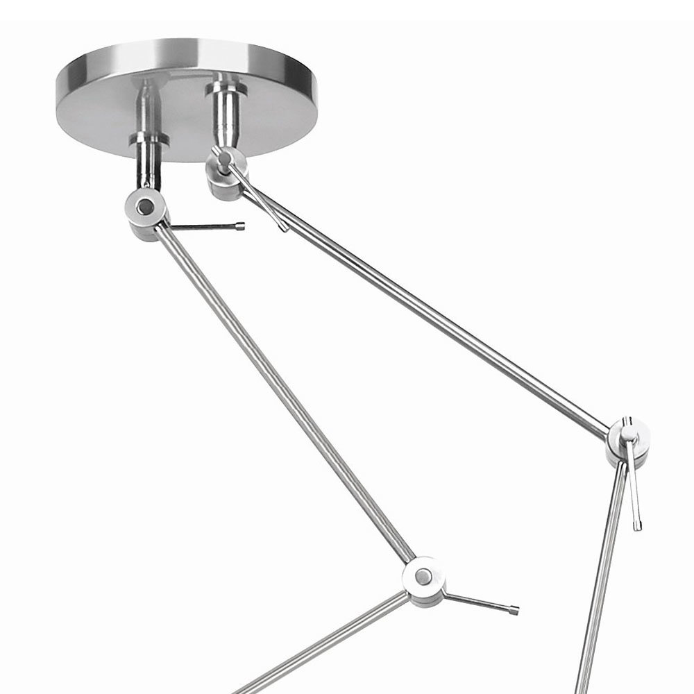 Ylumen Hanglamp Knik 2 lichts met zwarte kappen Ø 40 cm mat chroom