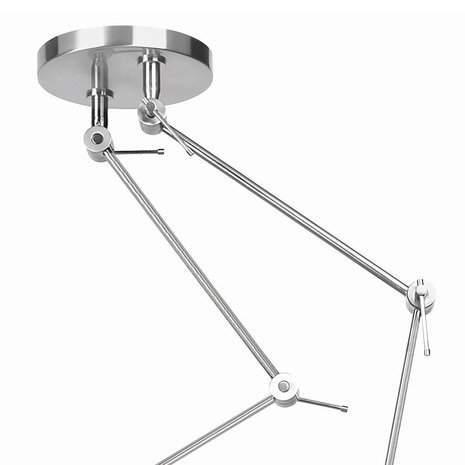 Ylumen Hanglamp Knik 2 lichts met zwarte kappen Ø 40 cm mat chroom