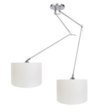 Ylumen Hanglamp Knik 2 lichts met witte kappen Ø 40 cm mat chroom Ylumen Hanglamp Knik 2 lichts met witte kappen Ø 40 cm mat chroom