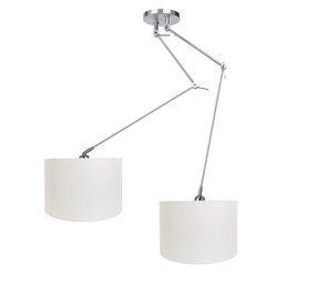 Ylumen Hanglamp Knik 2 lichts met witte kappen Ø 40 cm mat chroom Ylumen Hanglamp Knik 2 lichts met witte kappen Ø 40 cm mat chroom