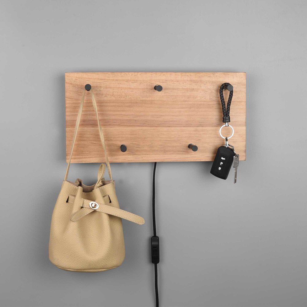 Mirrors and more Kapstok Romy LED 40 x 20 cm 5 haken Hout