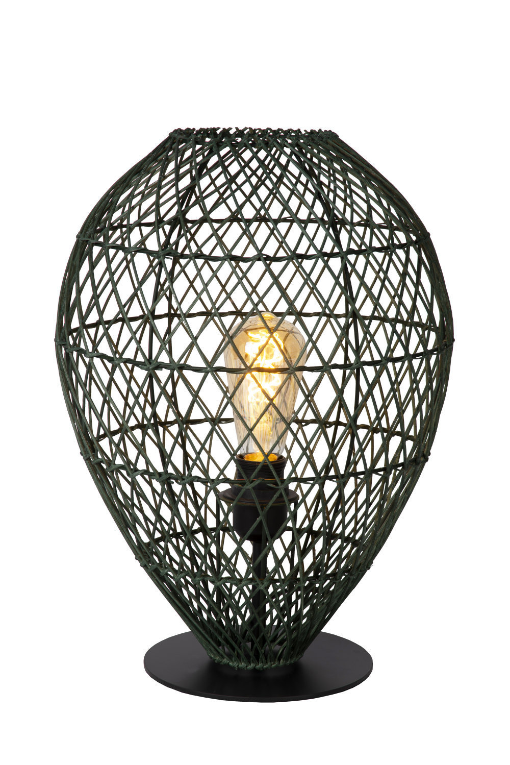 Lucide KENJIRO Tafellamp-Groen-Ø30-1xE27-40W-Rotan Lucide KENJIRO Tafellamp-Groen-Ø30-1xE27-40W-Rotan