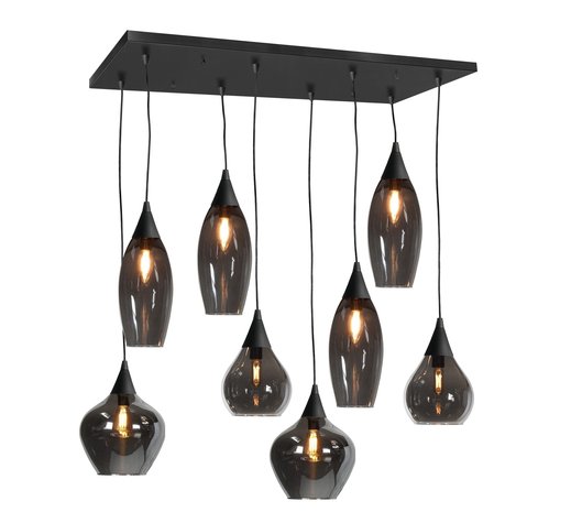 Highlight Hanglamp Cambio 8 lichts L 95 x  B 40 cm zwart Highlight Hanglamp Cambio 8 lichts L 95 x  B 40 cm zwart