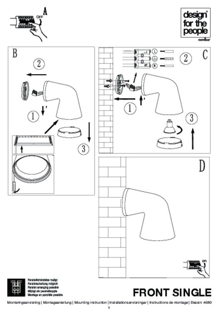 Nordlux Buitenlamp Front single wand wit Nordlux Buitenlamp Front single wand wit