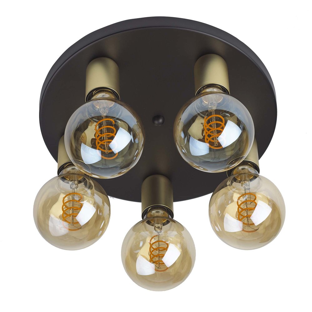 Ylumen Plafondlamp Basiq  5 lichts Ø 30 cm excl. E27 zwart goud