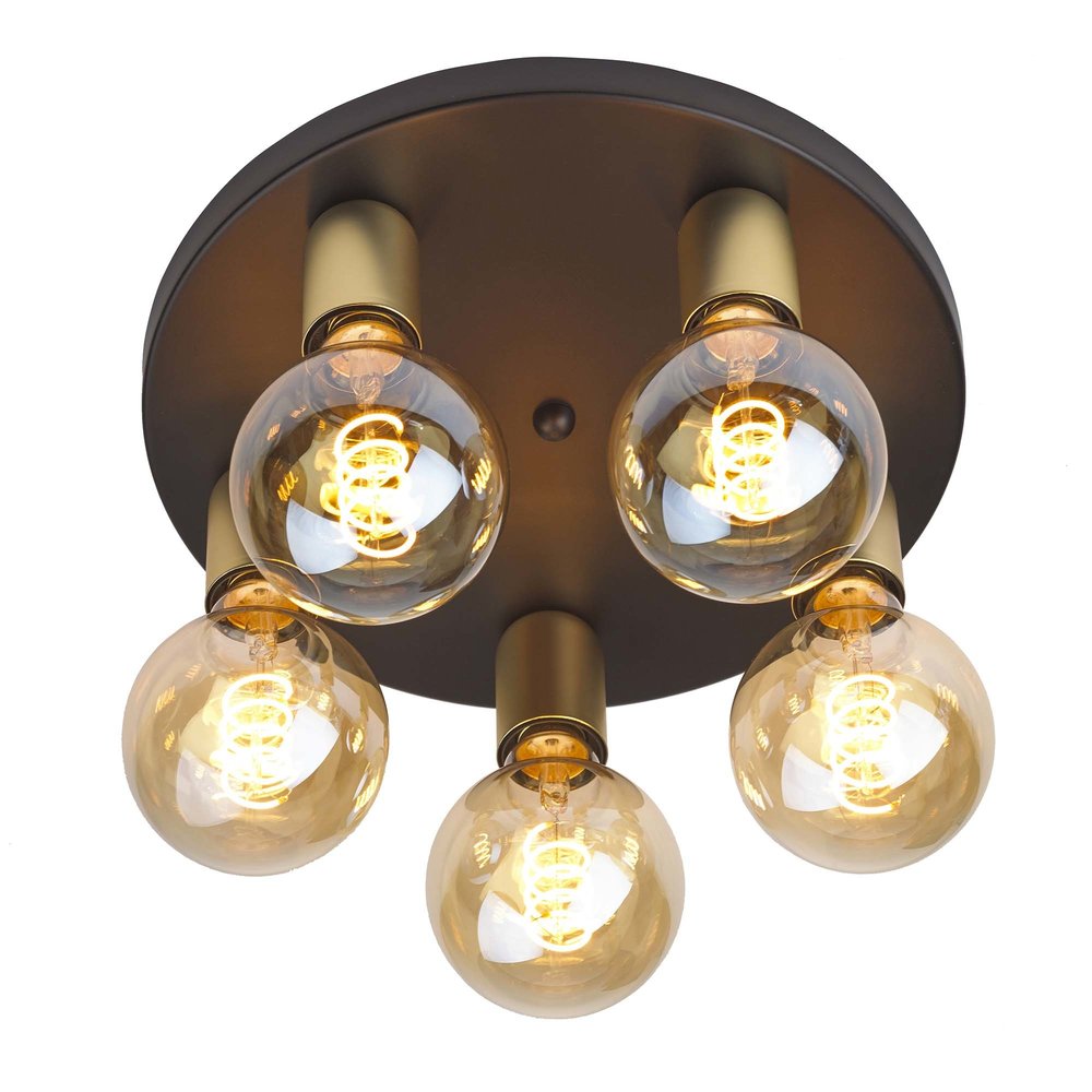 Ylumen Plafondlamp Basiq  5 lichts Ø 30 cm excl. E27 zwart goud