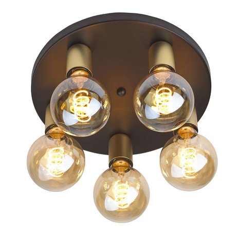 Ylumen Plafondlamp Basiq  5 lichts Ø 30 cm excl. E27 zwart goud