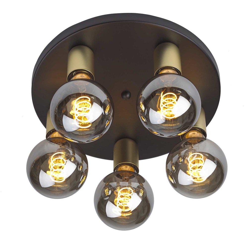 Ylumen Plafondlamp Basiq  5 lichts Ø 30 cm excl. E27 zwart goud