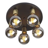 Ylumen Plafondlamp Basiq  5 lichts Ø 30 cm excl. E27 zwart goud Ylumen Plafondlamp Basiq  5 lichts Ø 30 cm excl. E27 zwart goud