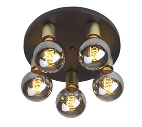 Ylumen Plafondlamp Basiq  5 lichts Ø 30 cm excl. E27 zwart goud Ylumen Plafondlamp Basiq  5 lichts Ø 30 cm excl. E27 zwart goud