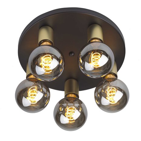Ylumen Plafondlamp Basiq  5 lichts Ø 30 cm excl. E27 zwart goud