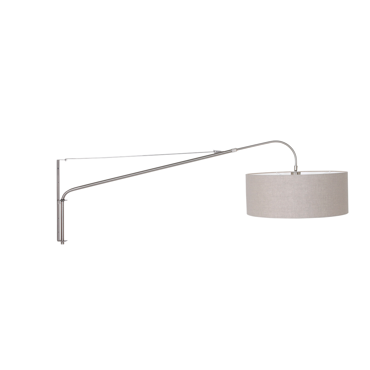 Steinhauer Wandlamp elegant classy 9329 staal kap grijs linnen grof Steinhauer Wandlamp elegant classy 9329 staal kap grijs linnen grof