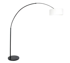 Steinhauer Vloerlamp Sparkled light 9899 zwart kap wit linnen Steinhauer Vloerlamp Sparkled light 9899 zwart kap wit linnen