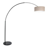 Steinhauer Vloerlamp Sparkled light 9900 zwart kap grijs linnen Steinhauer Vloerlamp Sparkled light 9900 zwart kap grijs linnen