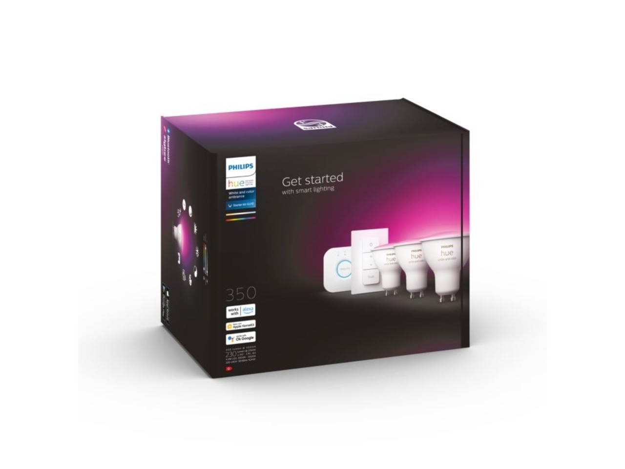 Philips Hue White and Color Ambiance Kit 3 Ampoules LED GU10 4,3W RVB + Pont  Hue + Interrupteur