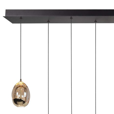 Highlight Hanglamp Golden Egg 8 lichts L 115 x B 18 cm amber-zwart Highlight Hanglamp Golden Egg 8 lichts L 115 x B 18 cm amber-zwart