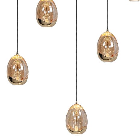Highlight Hanglamp Golden Egg 8 lichts L 115 x B 18 cm amber-zwart Highlight Hanglamp Golden Egg 8 lichts L 115 x B 18 cm amber-zwart