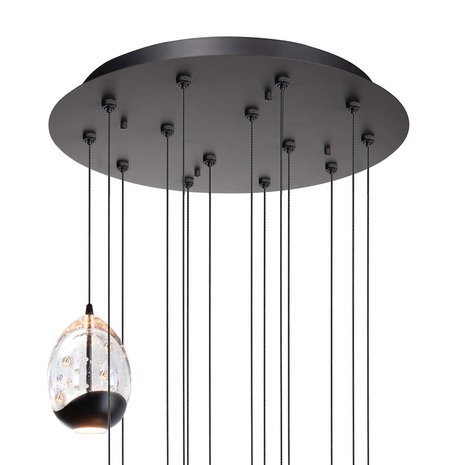 Highlight Hanglamp Clear Egg 14 lichts Vide Ø 50 cm helder-zwart Highlight Hanglamp Clear Egg 14 lichts Vide Ø 50 cm helder-zwart