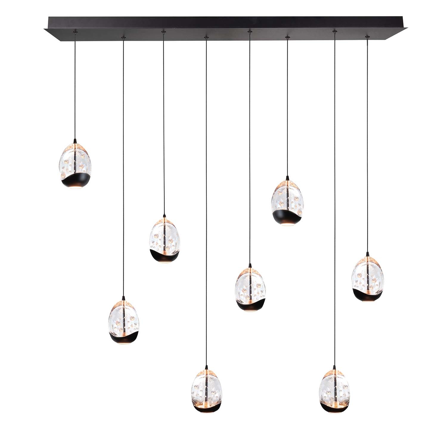 Highlight Hanglamp Clear Egg 8 lichts L 115 x B 18 cm helder-zwart