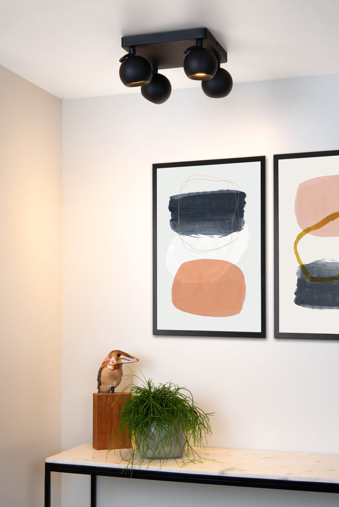 Lucide FAVORI - Plafondspot - 4xGU10 - Zwart Lucide FAVORI - Plafondspot - 4xGU10 - Zwart