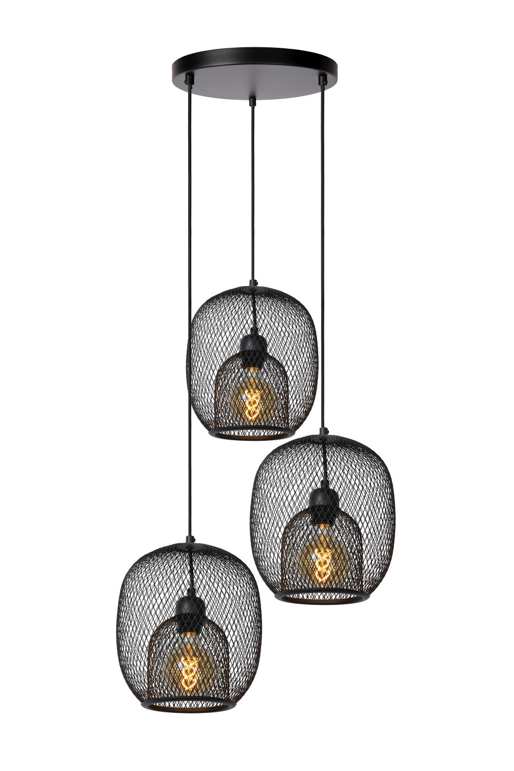 Lucide JERREL - Hanglamp - Ø 51 cm - 3xE27 - Zwart Lucide JERREL - Hanglamp - Ø 51 cm - 3xE27 - Zwart