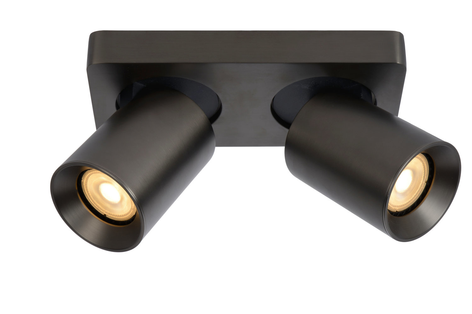 Lucide NIGEL - Plafondspot - LED Dim to warm - GU10 - 2x5W 2200K/3000K - Zwart Staal Lucide NIGEL - Plafondspot - LED Dim to warm - GU10 - 2x5W 2200K/3000K - Zwart Staal
