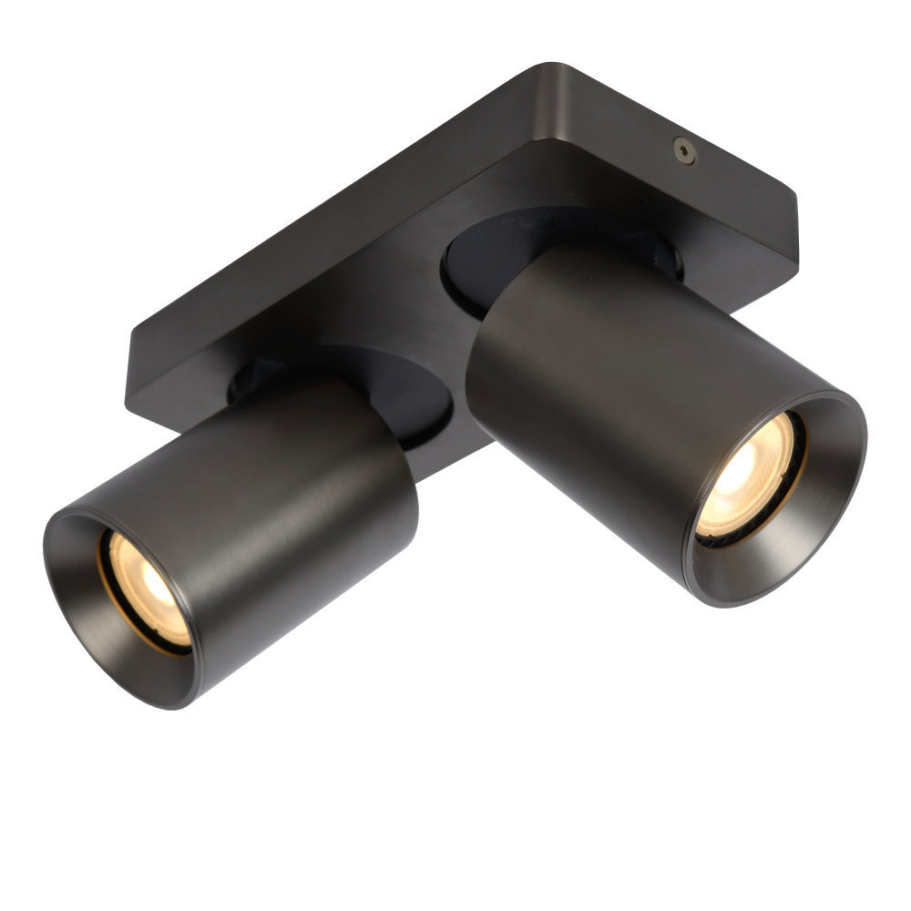 Lucide NIGEL - Plafondspot - LED Dim to warm - GU10 - 2x5W 2200K/3000K - Zwart Staal Lucide NIGEL - Plafondspot - LED Dim to warm - GU10 - 2x5W 2200K/3000K - Zwart Staal
