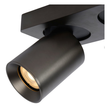 Lucide NIGEL - Plafondspot - LED Dim to warm - GU10 - 2x5W 2200K/3000K - Zwart Staal Lucide NIGEL - Plafondspot - LED Dim to warm - GU10 - 2x5W 2200K/3000K - Zwart Staal