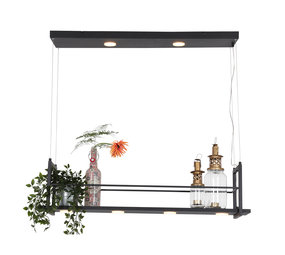 Steinhauer Hanglamp Tør 6 lichts met rek L 100 cm zwart Steinhauer Hanglamp Tør 6 lichts met rek L 100 cm zwart