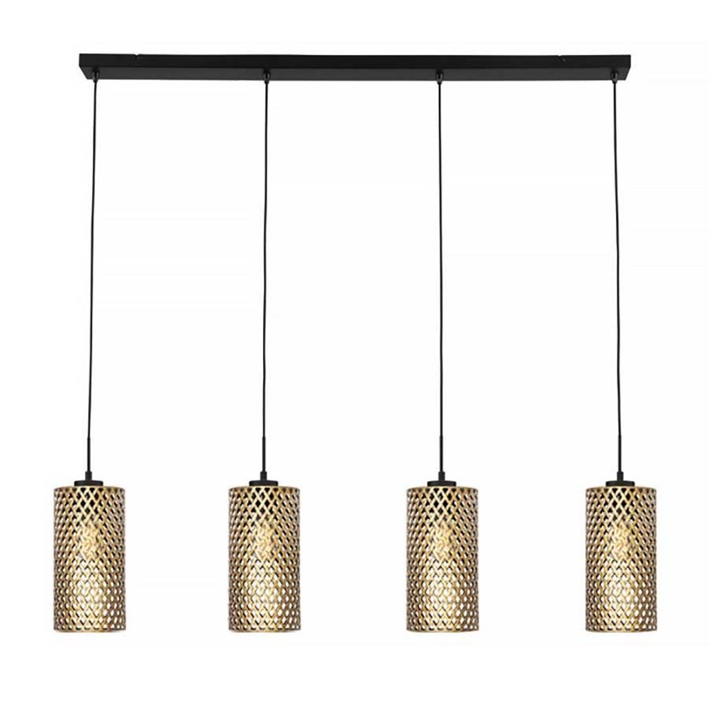 Freelight Hanglamp Cestino 4 lichts L 120 cm zwart - goud Freelight Hanglamp Cestino 4 lichts L 120 cm zwart - goud