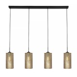 Freelight Hanglamp Cestino 4 lichts L 120 cm zwart - goud Freelight Hanglamp Cestino 4 lichts L 120 cm zwart - goud