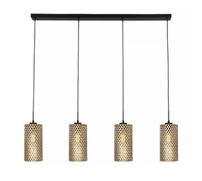 Freelight Hanglamp Cestino 4 lichts L 120 cm zwart - goud Freelight Hanglamp Cestino 4 lichts L 120 cm zwart - goud