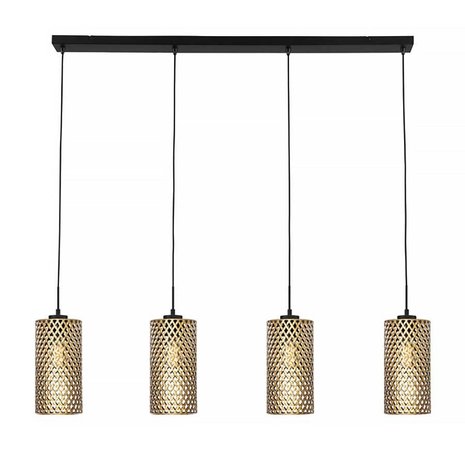 Freelight Hanglamp Cestino 4 lichts L 120 cm zwart - goud Freelight Hanglamp Cestino 4 lichts L 120 cm zwart - goud