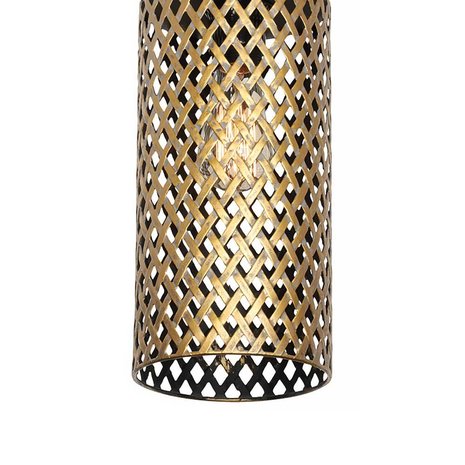 Freelight Hanglamp Cestino 3 lichts L 100 cm zwart - goud Freelight Hanglamp Cestino 3 lichts L 100 cm zwart - goud