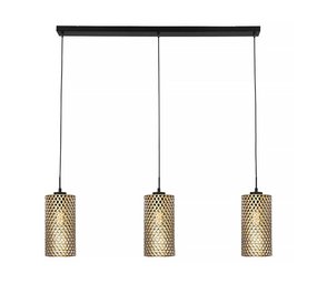 Freelight Hanglamp Cestino 3 lichts L 100 cm zwart - goud Freelight Hanglamp Cestino 3 lichts L 100 cm zwart - goud