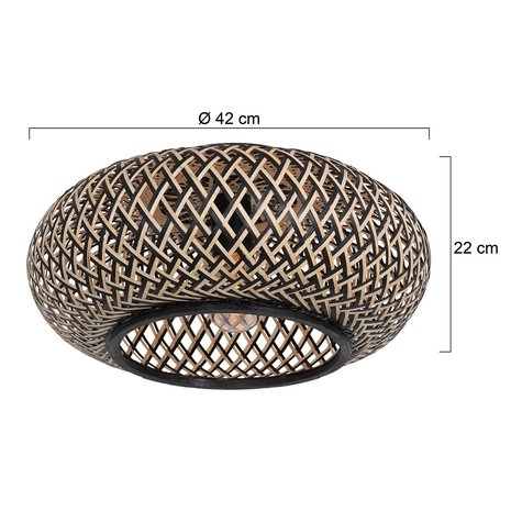 Anne Light & home Plafondlamp Maze Ø 42 cm bamboe zwart beige Anne Light & home Plafondlamp Maze Ø 42 cm bamboe zwart beige