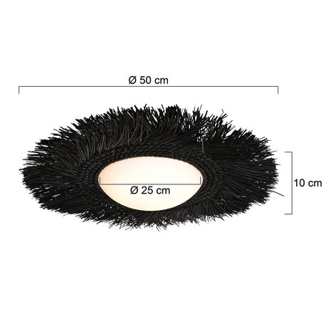 Anne Light & home Plafondlamp Aura Ø 50 Riet - zwart Anne Light & home Plafondlamp Aura Ø 50 Riet - zwart