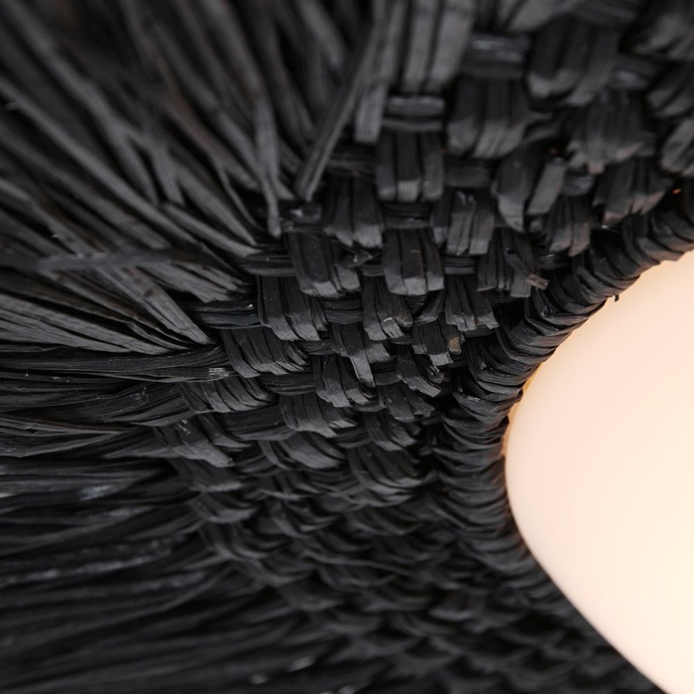 Anne Light & home Plafondlamp Aura Ø 50 Riet - zwart Anne Light & home Plafondlamp Aura Ø 50 Riet - zwart