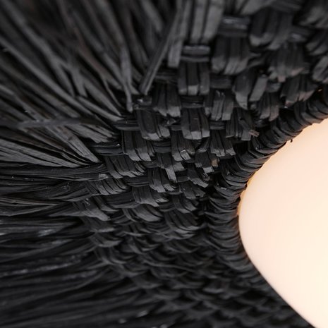 Anne Light & home Plafondlamp Aura Ø 50 Riet - zwart Anne Light & home Plafondlamp Aura Ø 50 Riet - zwart