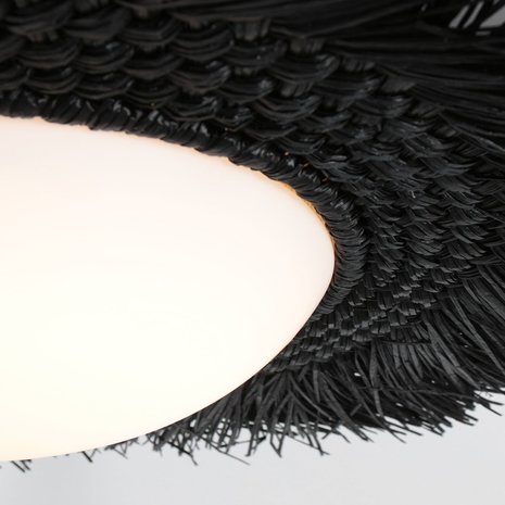 Anne Light & home Plafondlamp Aura Ø 50 Riet - zwart Anne Light & home Plafondlamp Aura Ø 50 Riet - zwart